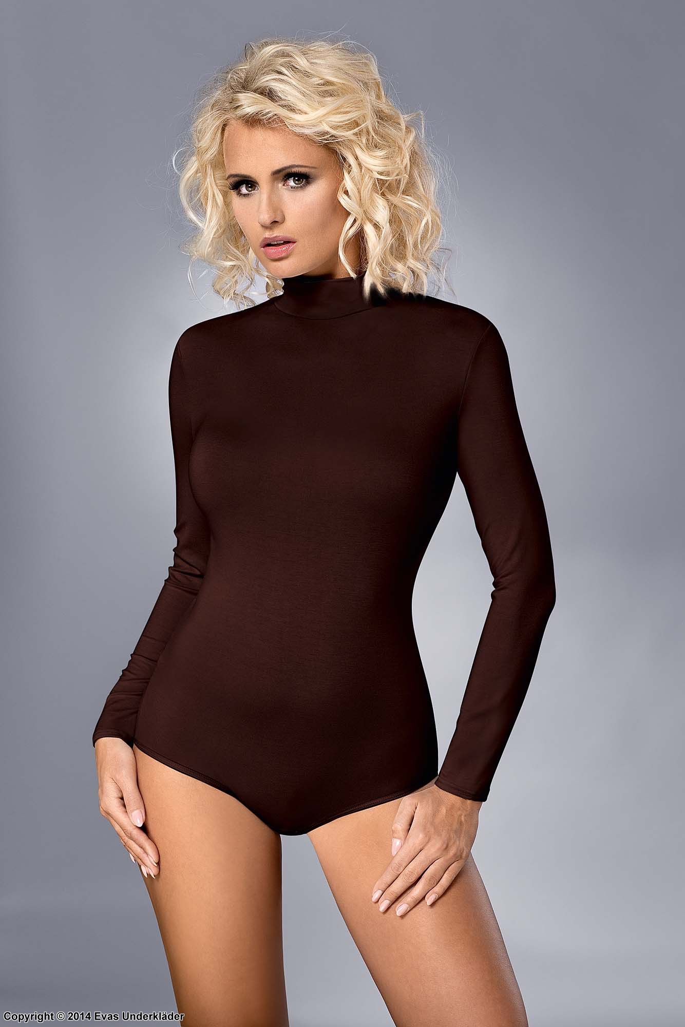 Bodysuit, Viskose, lange Ärmel, Rollkragen